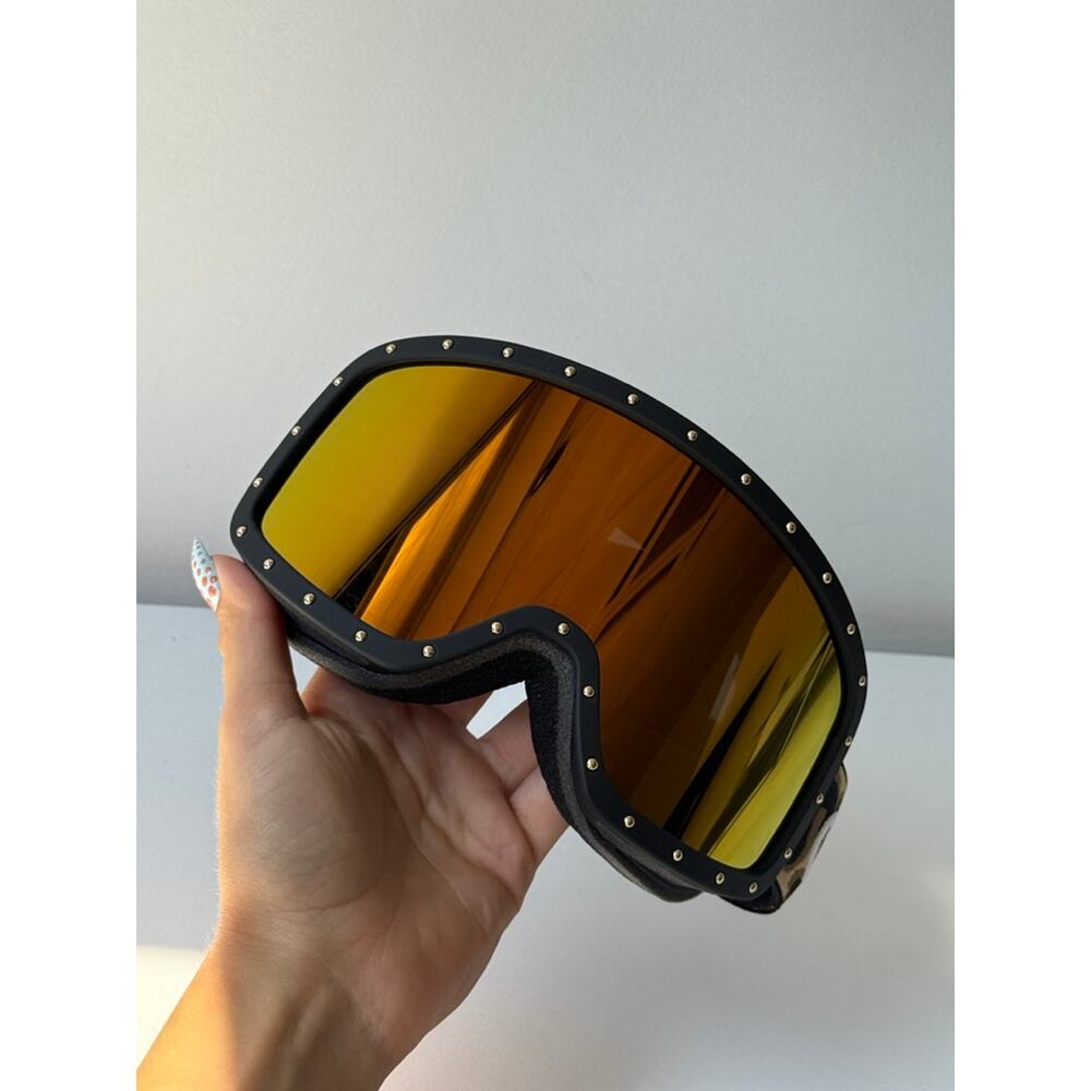 NEW Celine CL40196U Black Gold Cheetah Mirrored Ski Goggles - Picture 6 of 7
